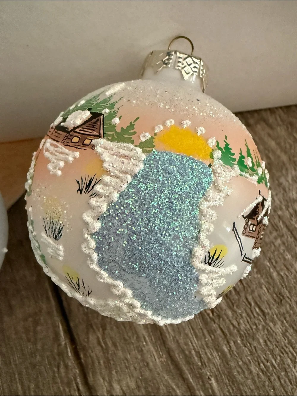 Vintage NIB Russian Glass Hand-painted Ornaments Set of 2
